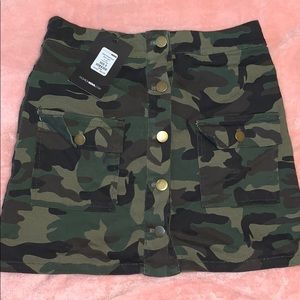 Camo button up mini skirt
